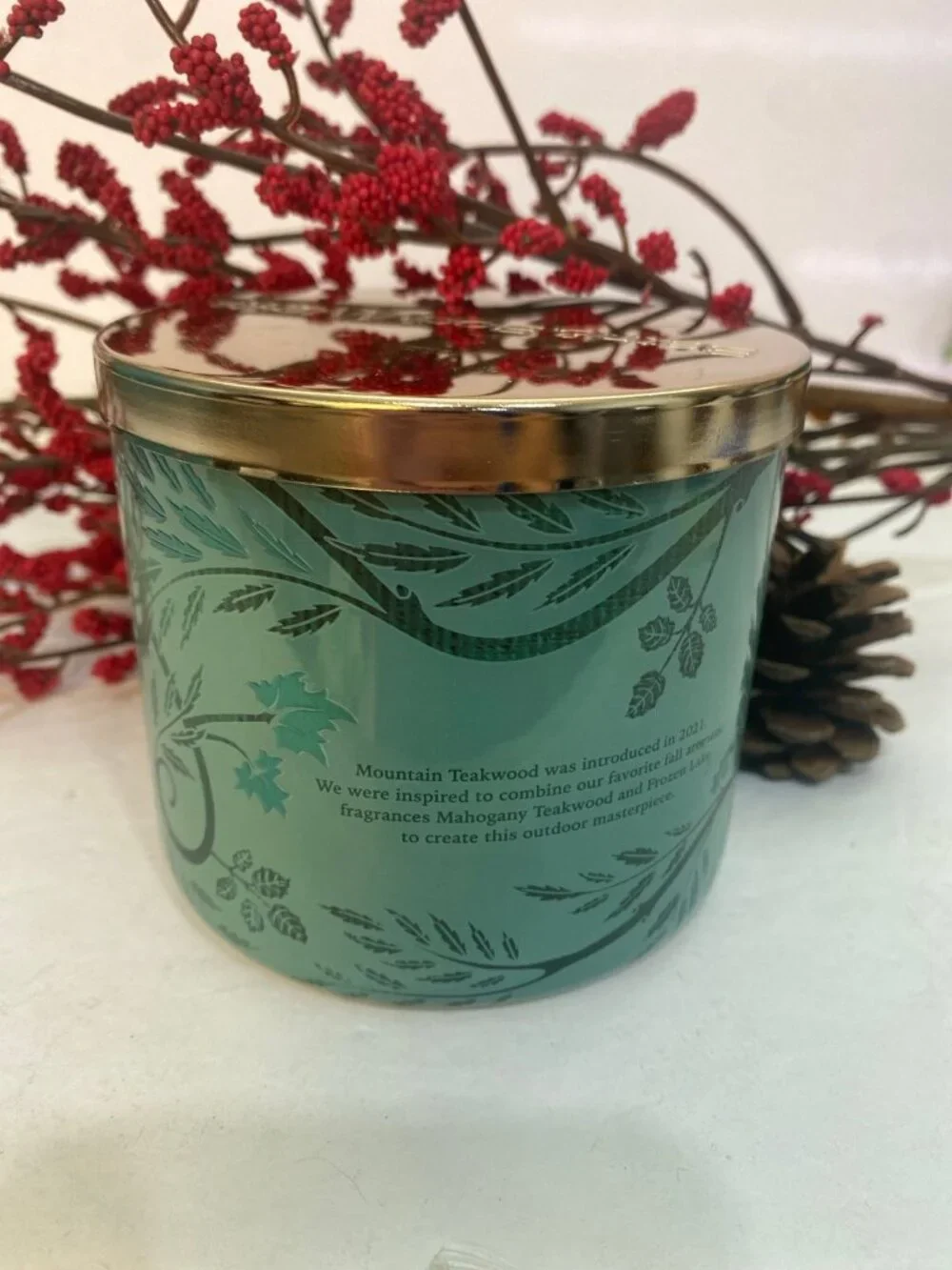“Mountain Teakwood” Bath & Body Works New 3 Wick Candle